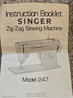 SINGER Zig-Zag Sewing Machine Orignal Vintage Instruction Booklet Model 247